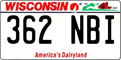 WI license plate 362NBI