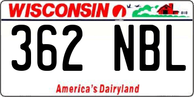 WI license plate 362NBL