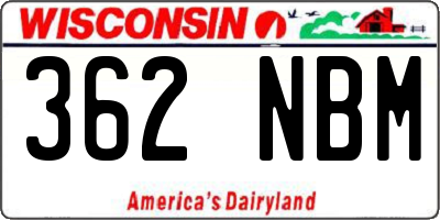 WI license plate 362NBM