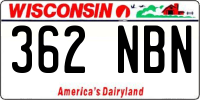 WI license plate 362NBN