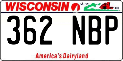 WI license plate 362NBP