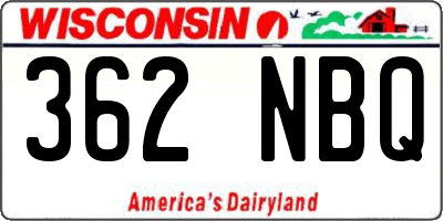 WI license plate 362NBQ
