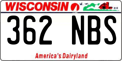 WI license plate 362NBS