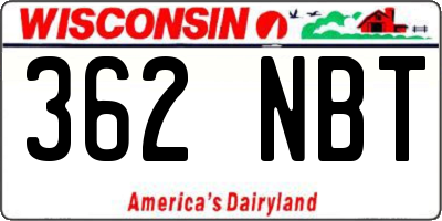 WI license plate 362NBT