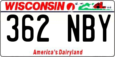 WI license plate 362NBY