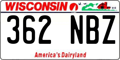 WI license plate 362NBZ
