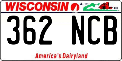 WI license plate 362NCB