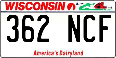 WI license plate 362NCF