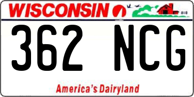 WI license plate 362NCG