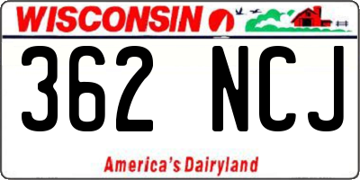 WI license plate 362NCJ