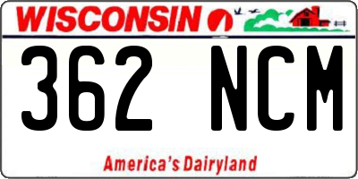 WI license plate 362NCM