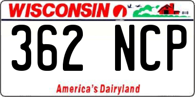 WI license plate 362NCP