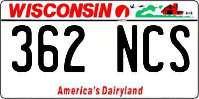 WI license plate 362NCS