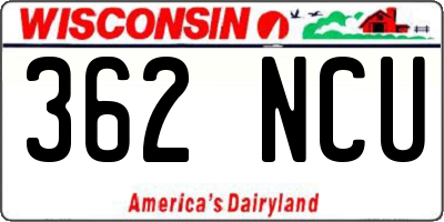 WI license plate 362NCU