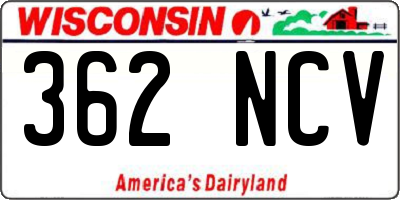 WI license plate 362NCV