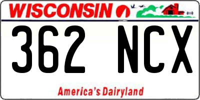 WI license plate 362NCX