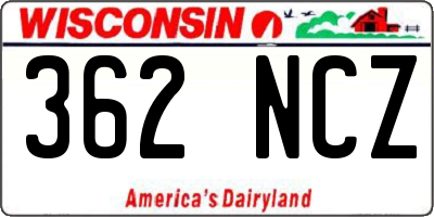WI license plate 362NCZ