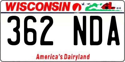 WI license plate 362NDA