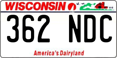 WI license plate 362NDC