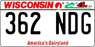 WI license plate 362NDG