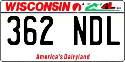 WI license plate 362NDL