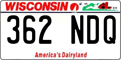 WI license plate 362NDQ