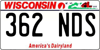 WI license plate 362NDS