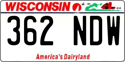 WI license plate 362NDW