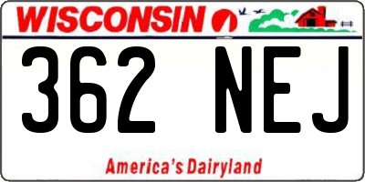 WI license plate 362NEJ