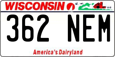 WI license plate 362NEM