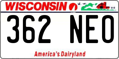 WI license plate 362NEO