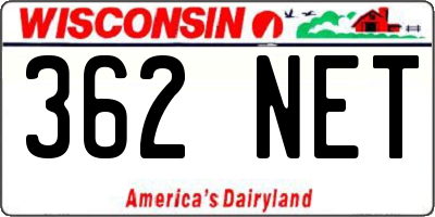 WI license plate 362NET