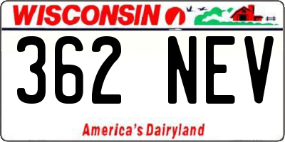 WI license plate 362NEV