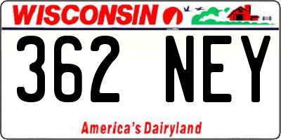WI license plate 362NEY