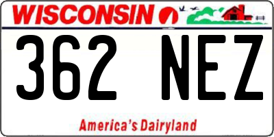 WI license plate 362NEZ