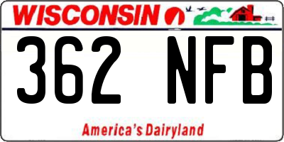WI license plate 362NFB