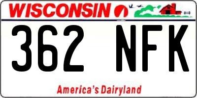 WI license plate 362NFK
