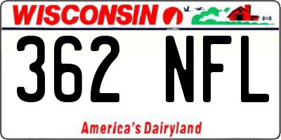 WI license plate 362NFL