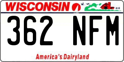 WI license plate 362NFM
