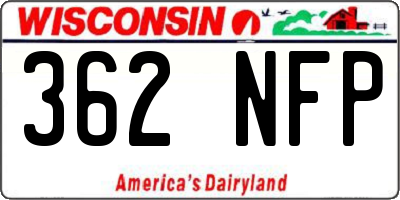 WI license plate 362NFP