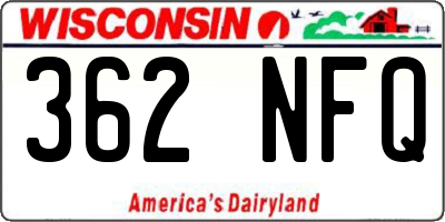 WI license plate 362NFQ
