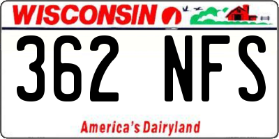 WI license plate 362NFS