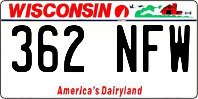 WI license plate 362NFW
