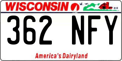 WI license plate 362NFY