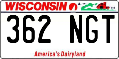 WI license plate 362NGT