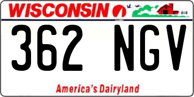 WI license plate 362NGV