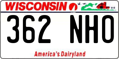 WI license plate 362NHO