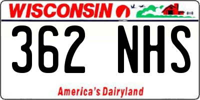 WI license plate 362NHS