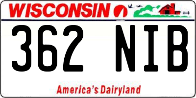 WI license plate 362NIB