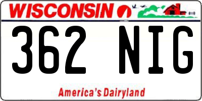 WI license plate 362NIG